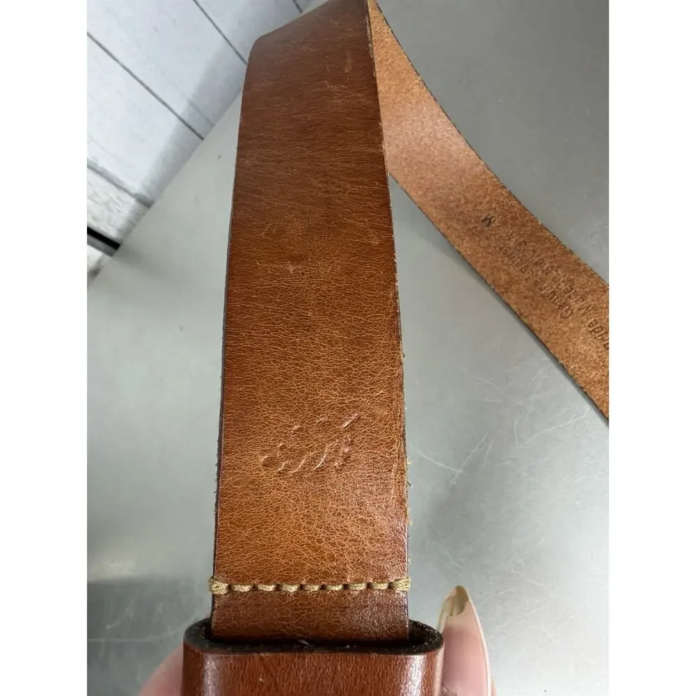 Women's Brown Distressed Leather Belt USA Made Boho Classic Size Medium